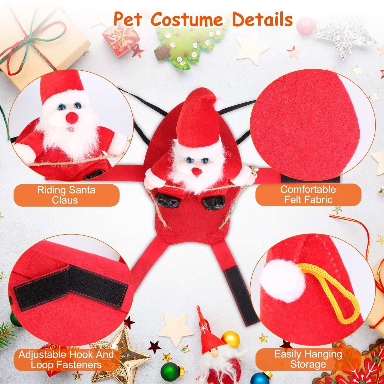 Christmas Santa Pet Outfit - Riding Style with Bell