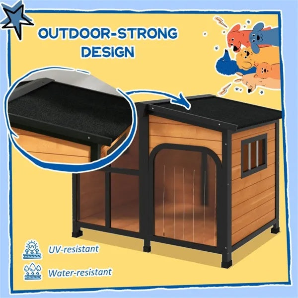 Weatherproof Cabin - Outdoor Wooden Dog House
