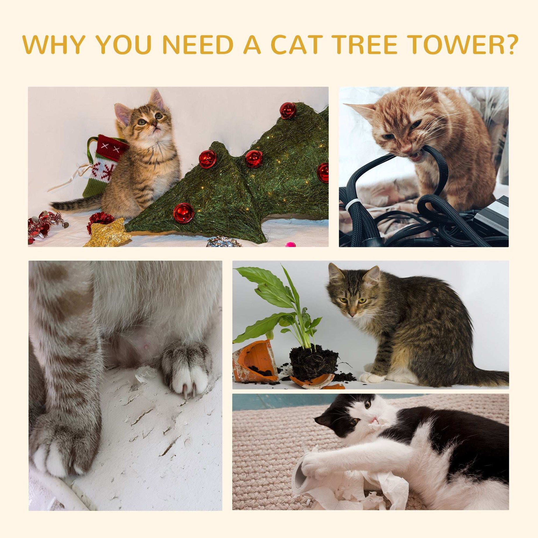 Floor Standing Cat Tree - Height Adjustable Tower