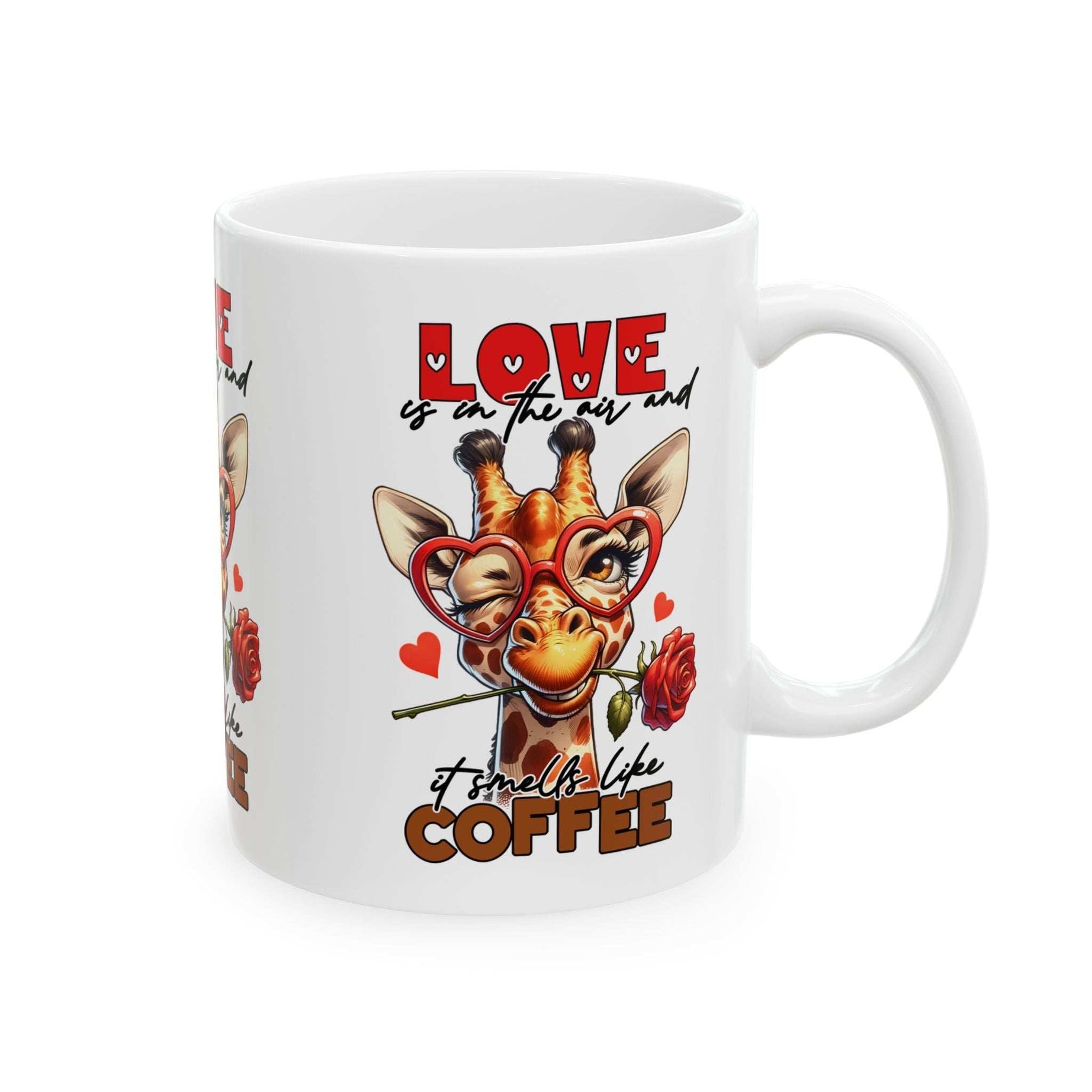 Love & Coffee Ceramic Mug - Cute Giraffe Design, 11oz/15oz
