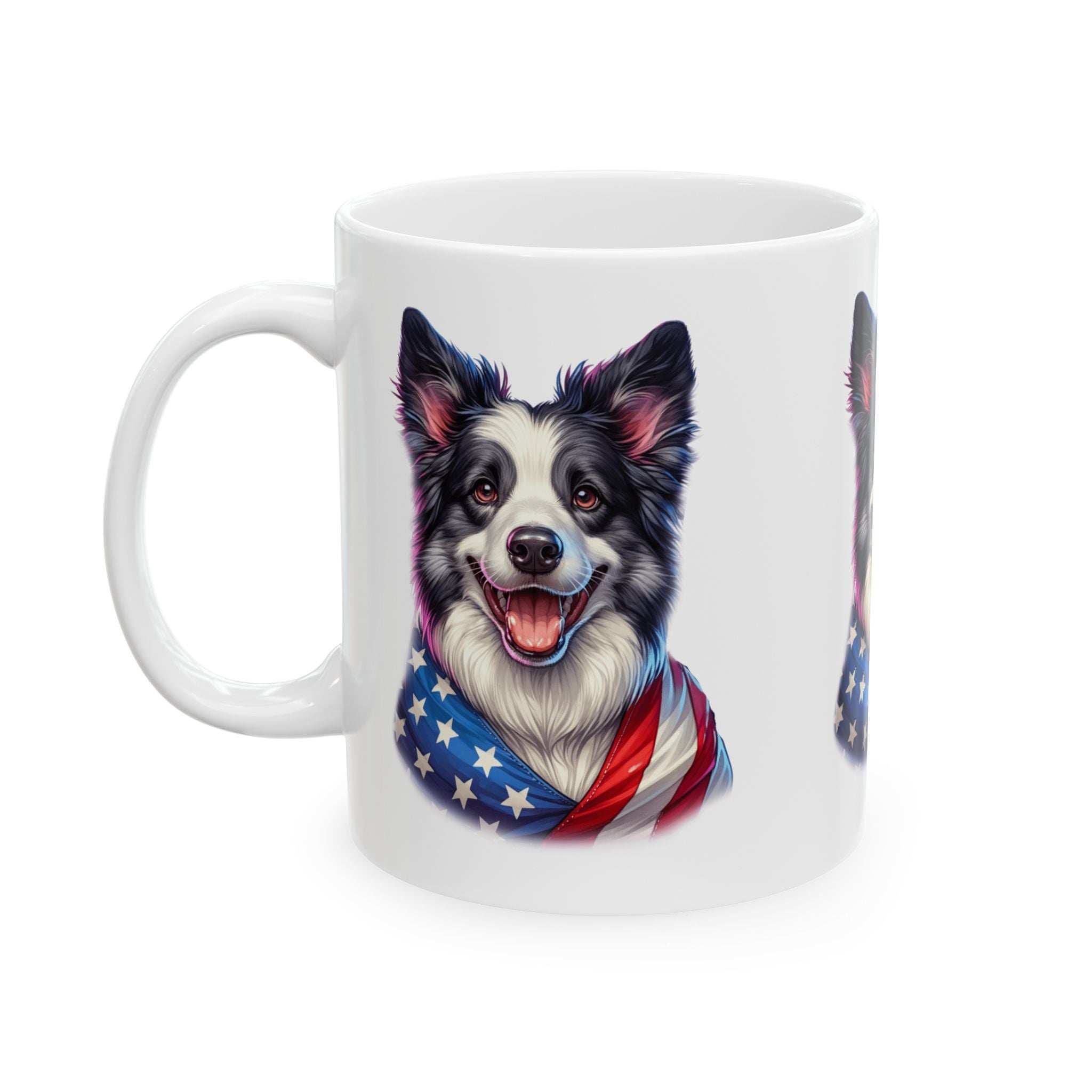 Border Collie Patriotic Dog Ceramic Mug - 11oz & 15oz