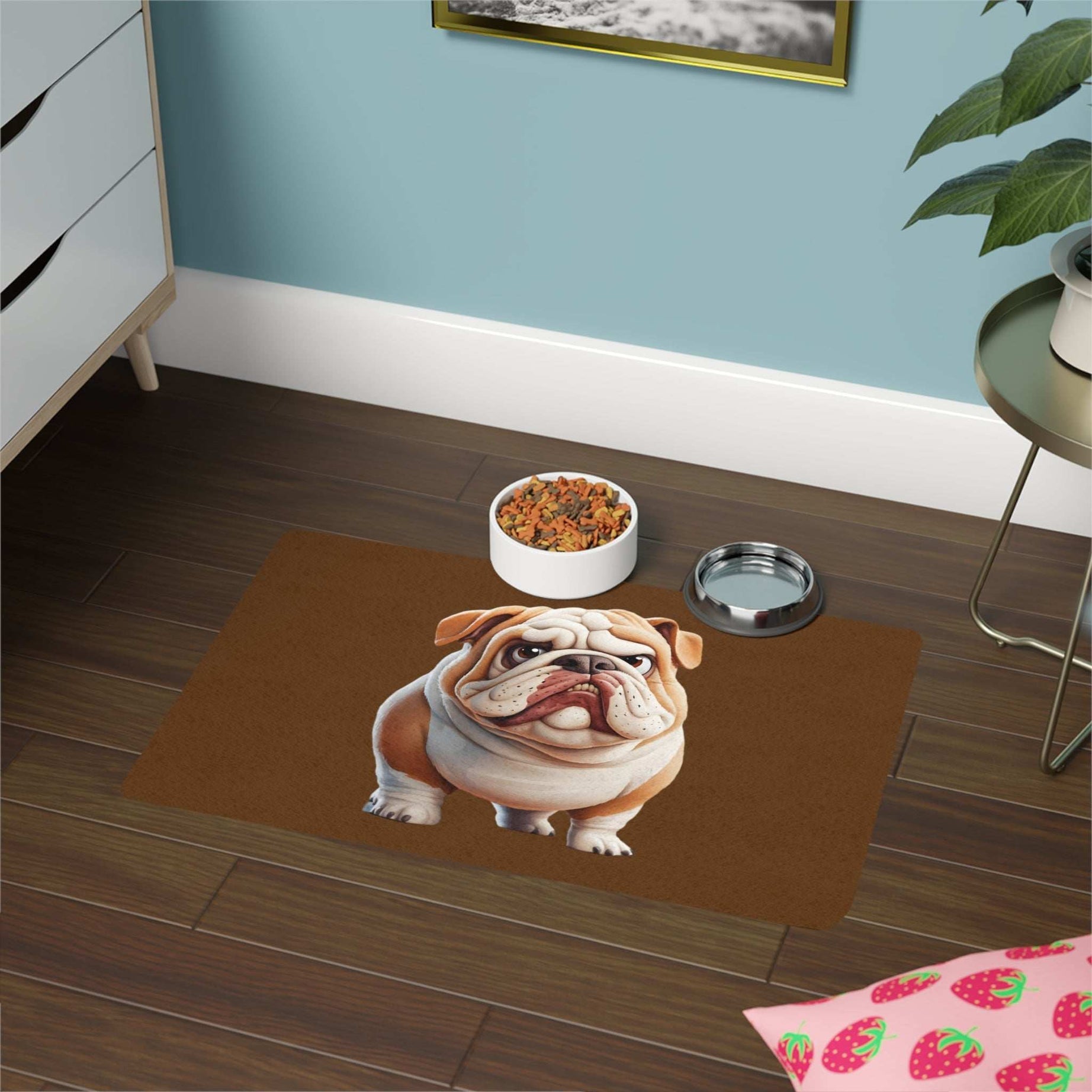 Adorable Bulldog Pet Food Mat - Non-Slip Feeding Mat for Dogs