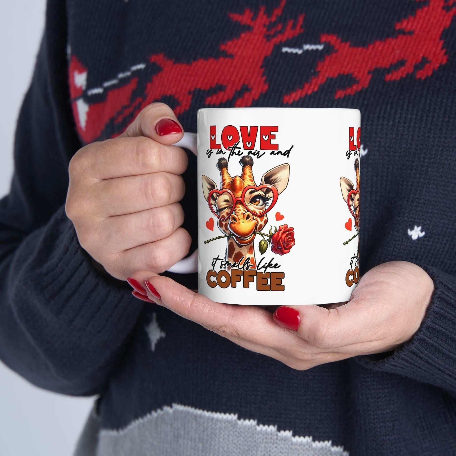 Love & Coffee Ceramic Mug - Cute Giraffe Design, 11oz/15oz