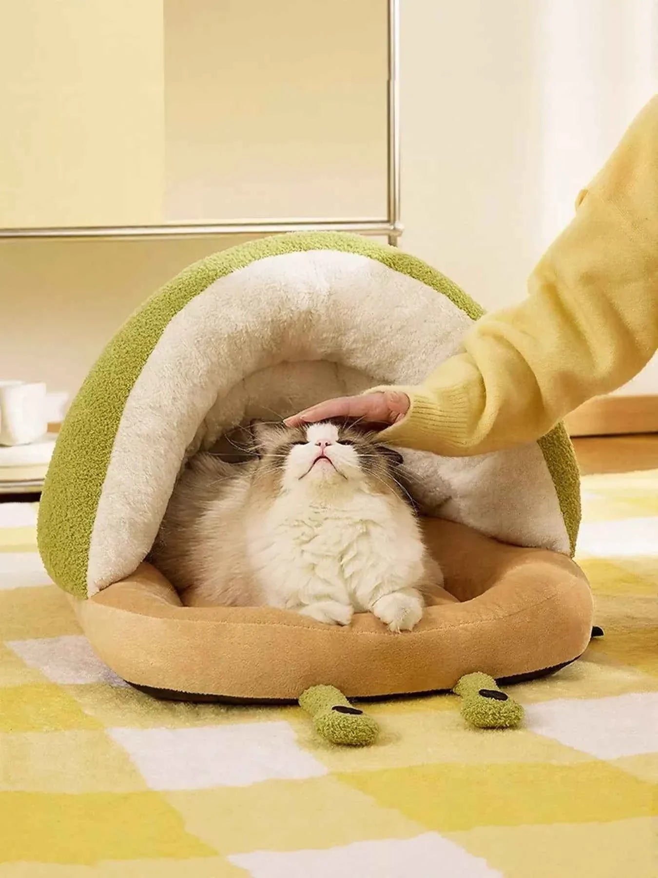 Cozy Pet Nest - Caterpillar Shape Plush Interior
