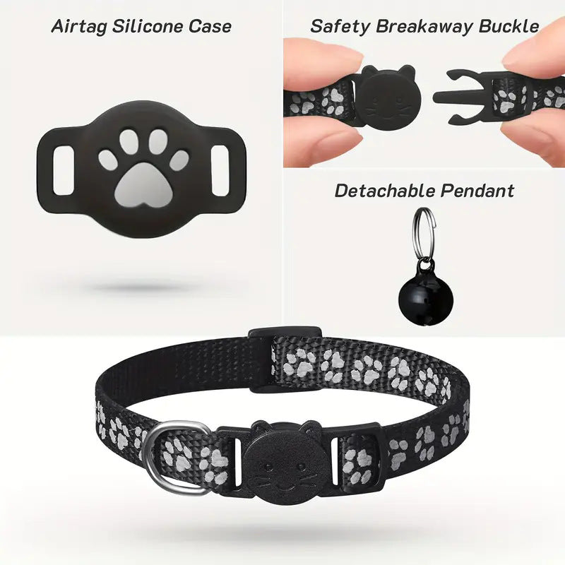 Paw Prints Tracker - Cat Collar with AirTag Holder