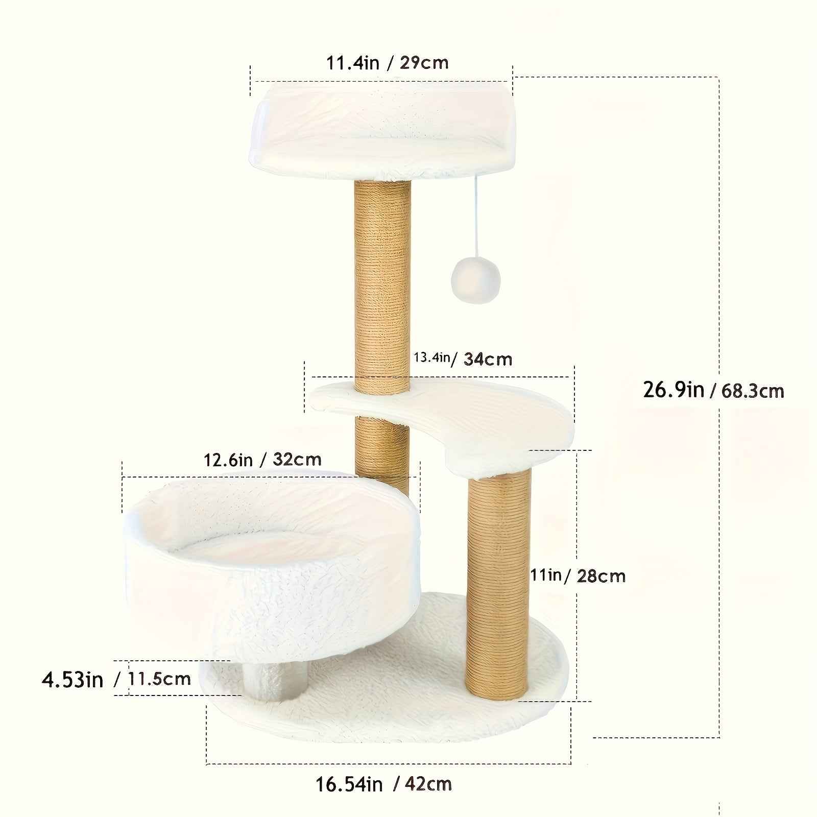 Luxury Cat Tree With Scratching Posts - Easy To Assemble, Wooden Fiber Structure, Suitable For Cats.