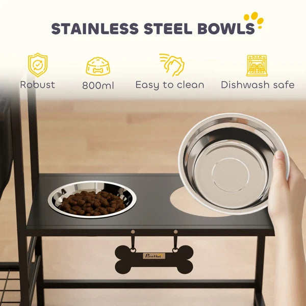 Dog Bowls with Storage - Pet Feeding Station & Container