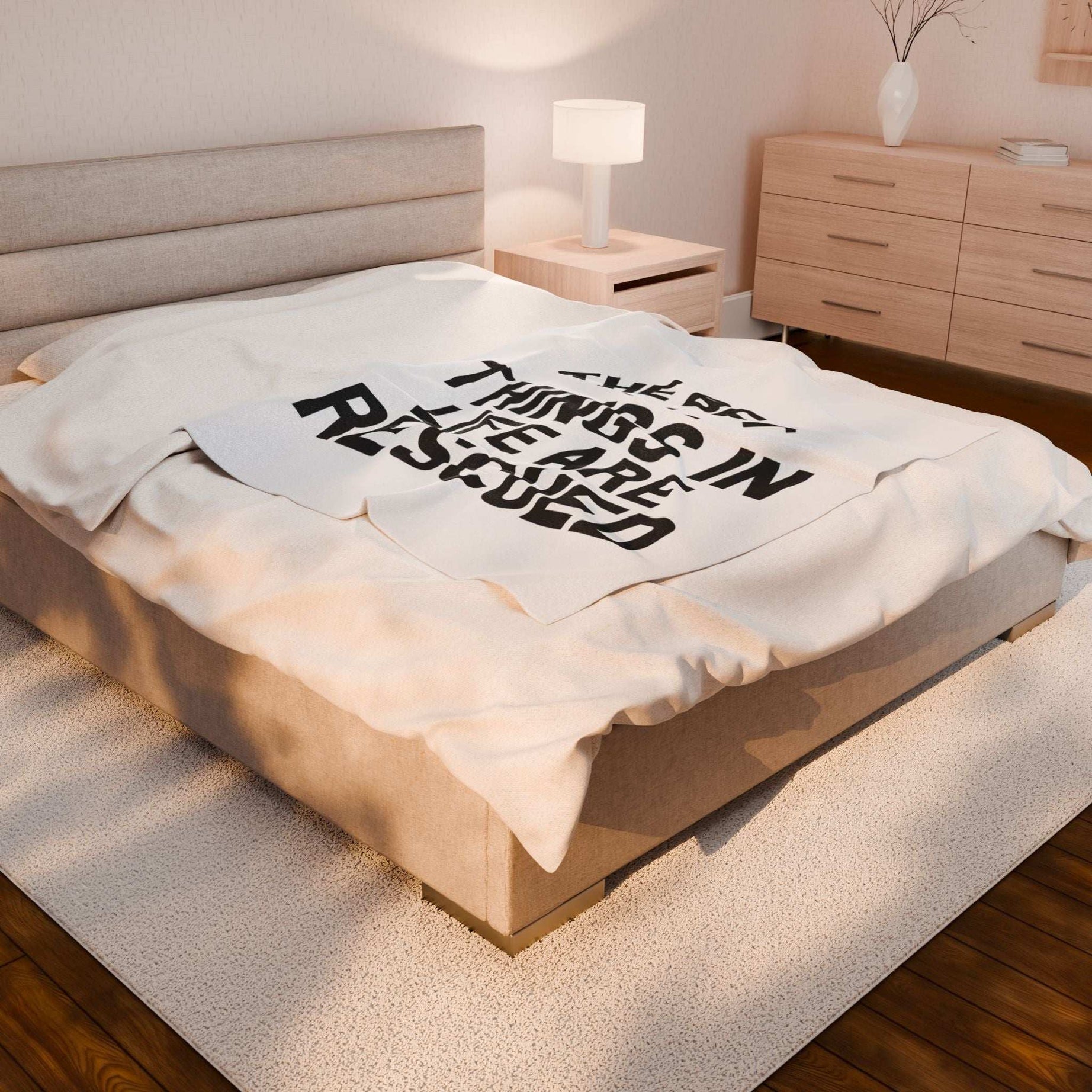 Inspirational Pet Best Rescue - Velveteen Plush Blanket