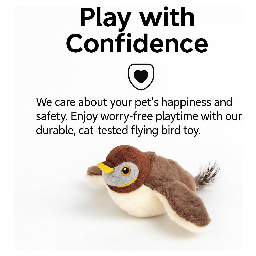 Cat Flapping Bird Toy Rechargeable - Motion Activated Chirping Sparrow