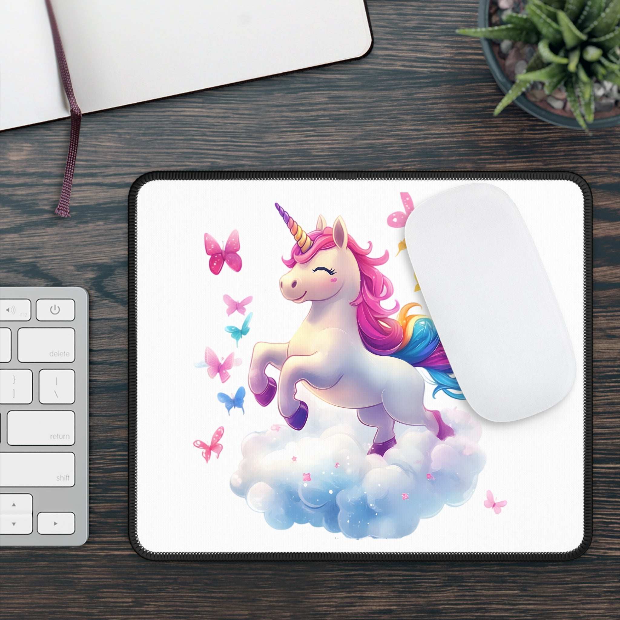 Fantasy Unicorn Gaming Mouse Pad - Colorful Butterfly Design