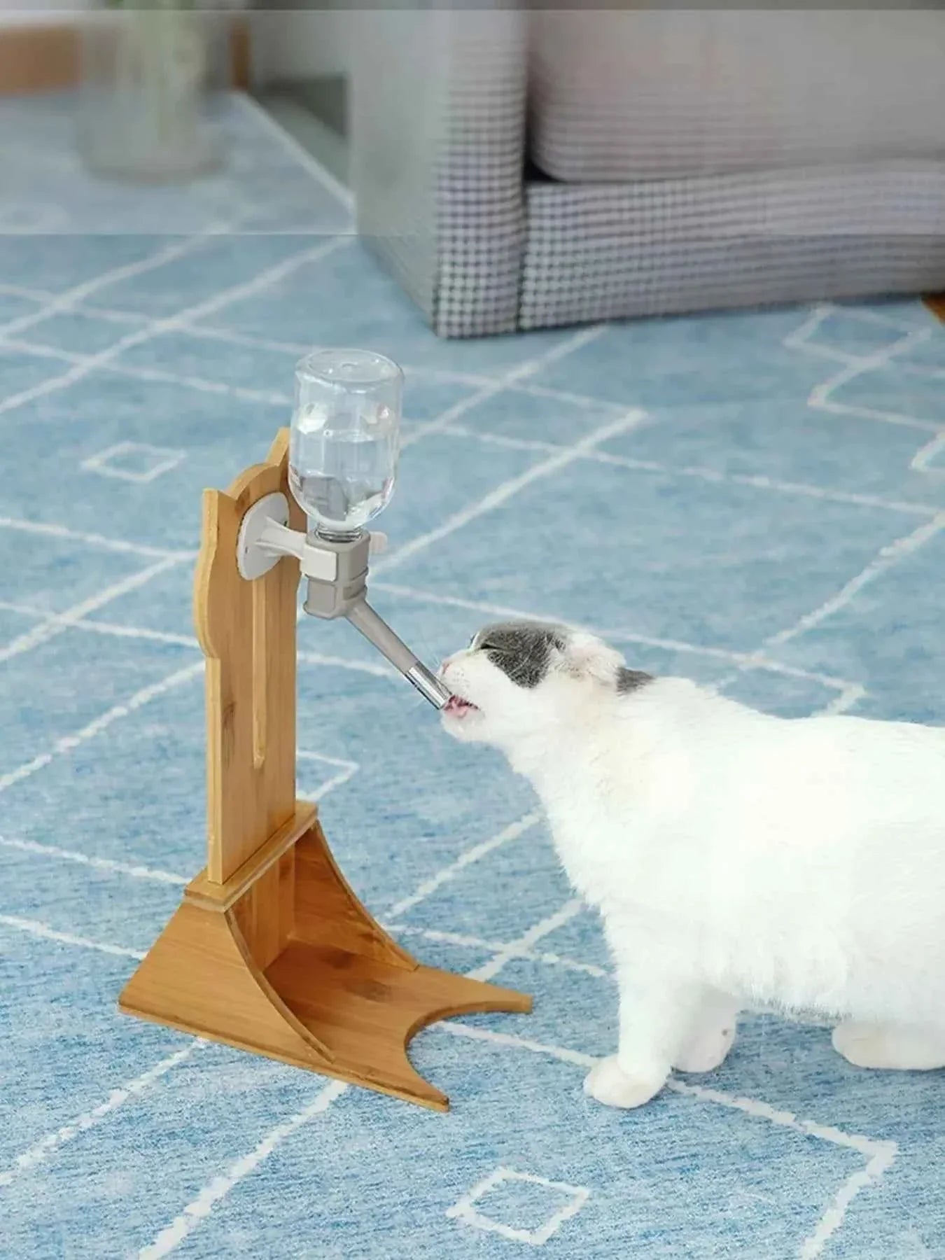 Pet Water Dispenser - Elevated Wooden Base