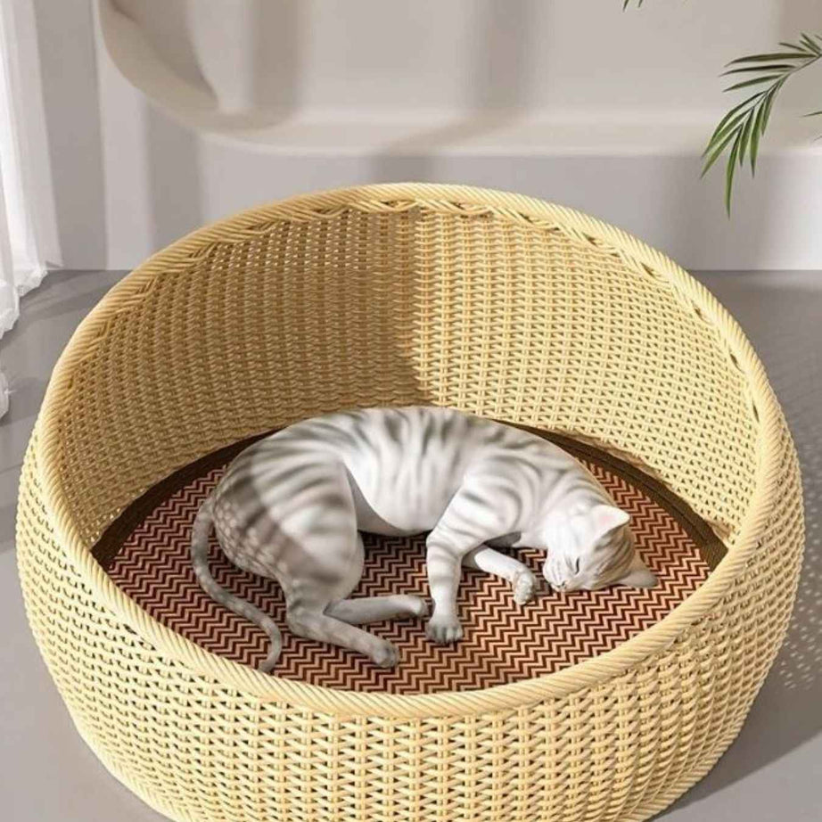 Round Woven Rattan Pet Nest