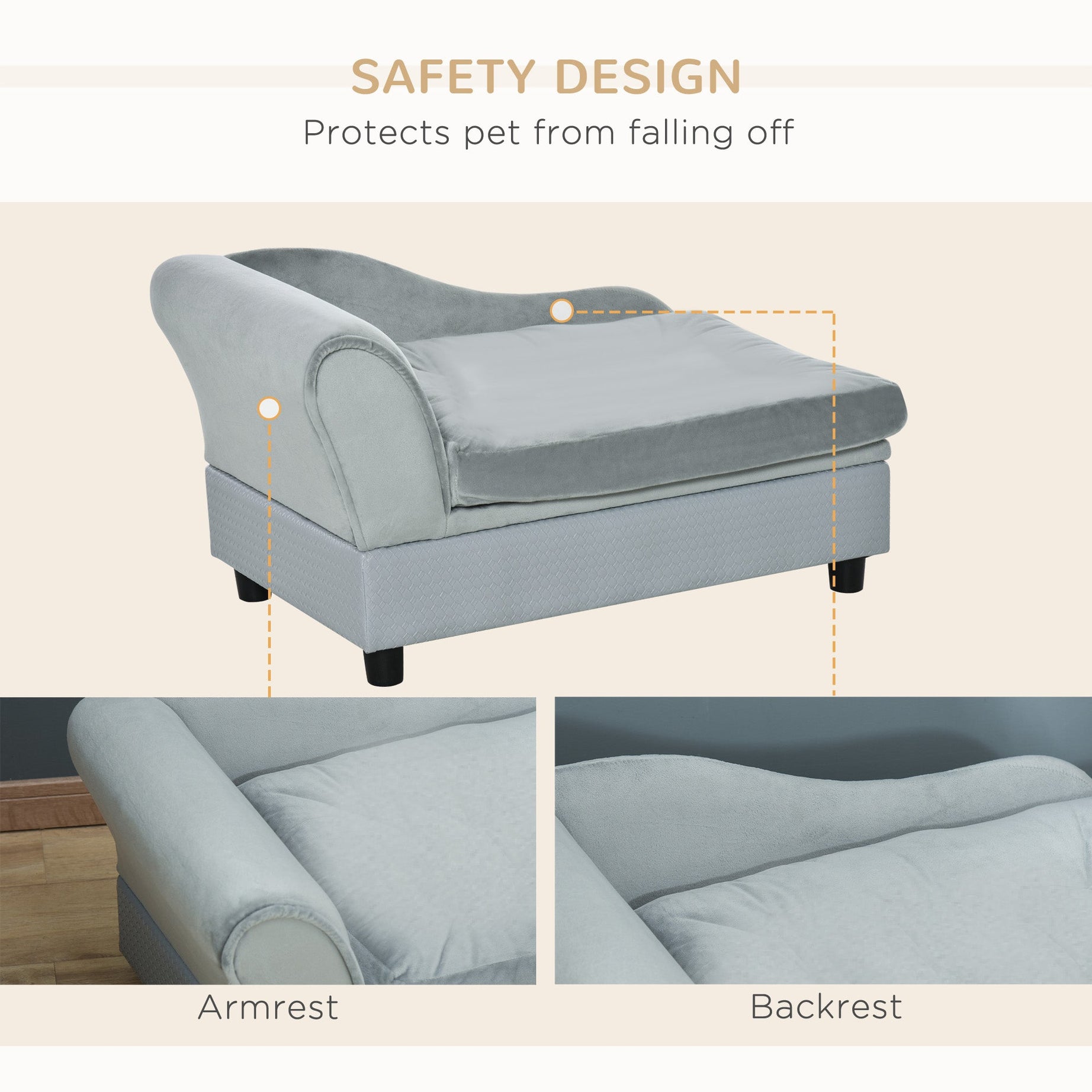 Pet Sofa Couch with Hidden Storage - Tufted Foam Cushion