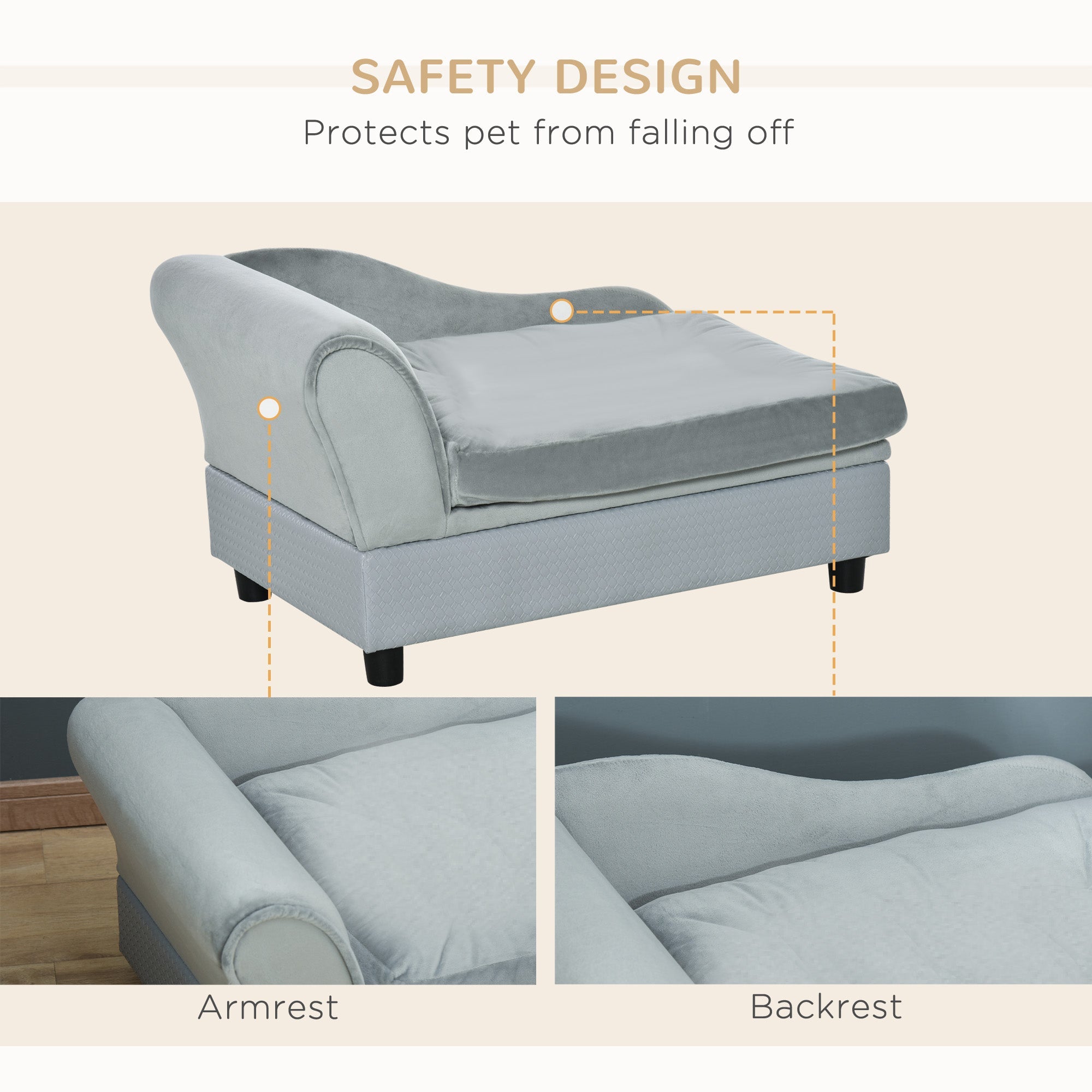 Pet Sofa Couch with Hidden Storage - Tufted Foam Cushion