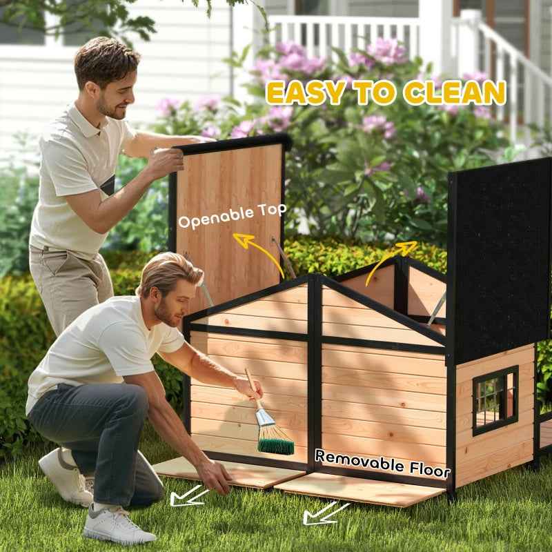 Weatherproof Outdoor Dog House - Wooden Kennel With Porch