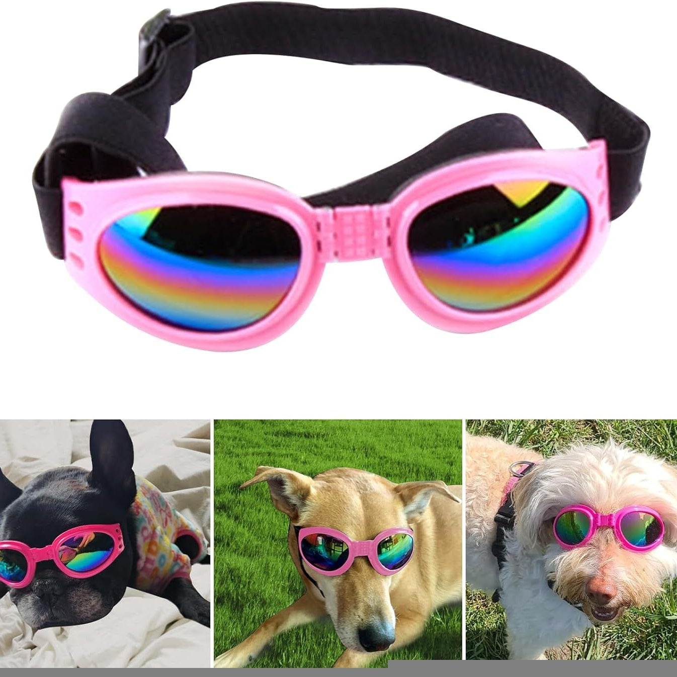 Pet Sunglasses UV Protection - 3 Pack Adjustable Dog Cat