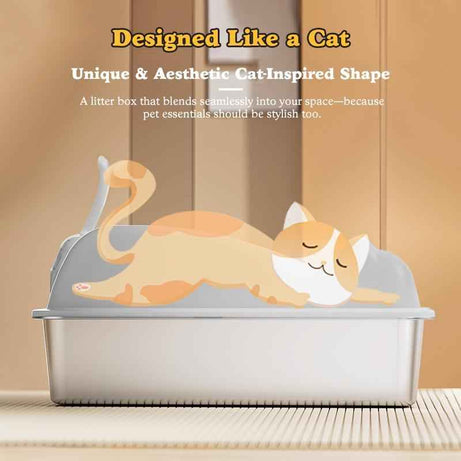 Stainless Steel Cat Litter Box - Large Rust-Free