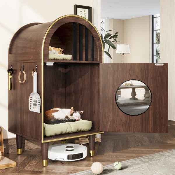 Cat Litter Box Enclosure 2-in-1 - Condo Bed Cat Furniture