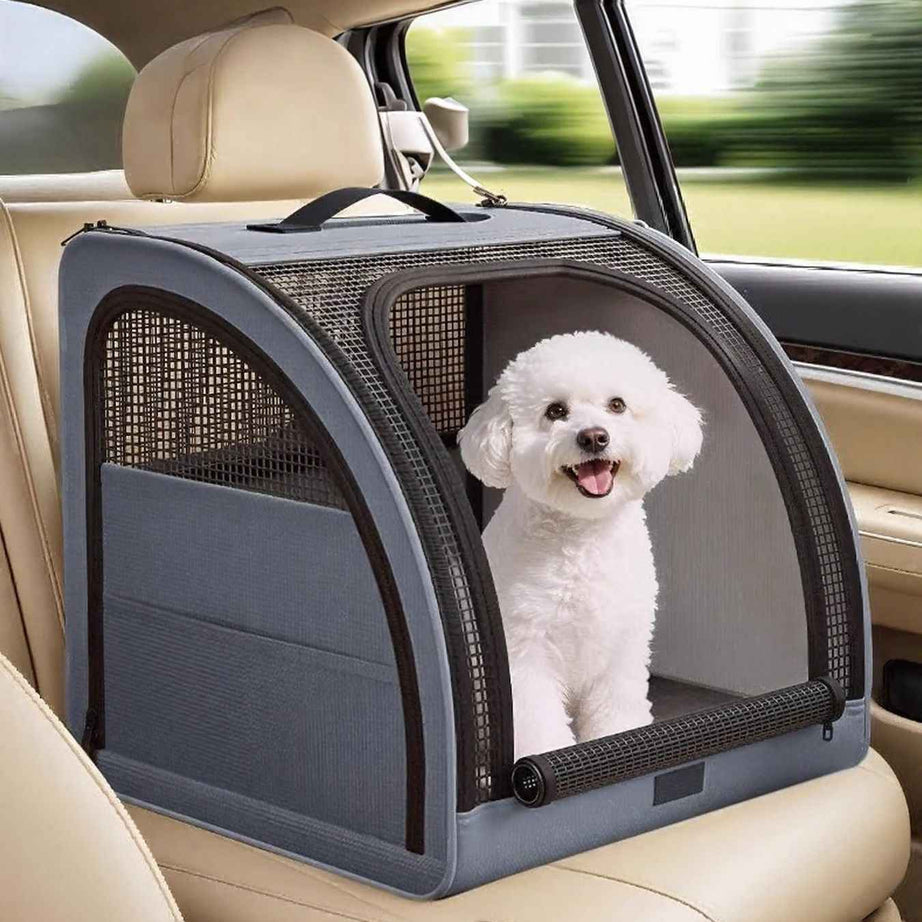 Pet Car Cage Collapsible - Breathable Oxford Travel Crate