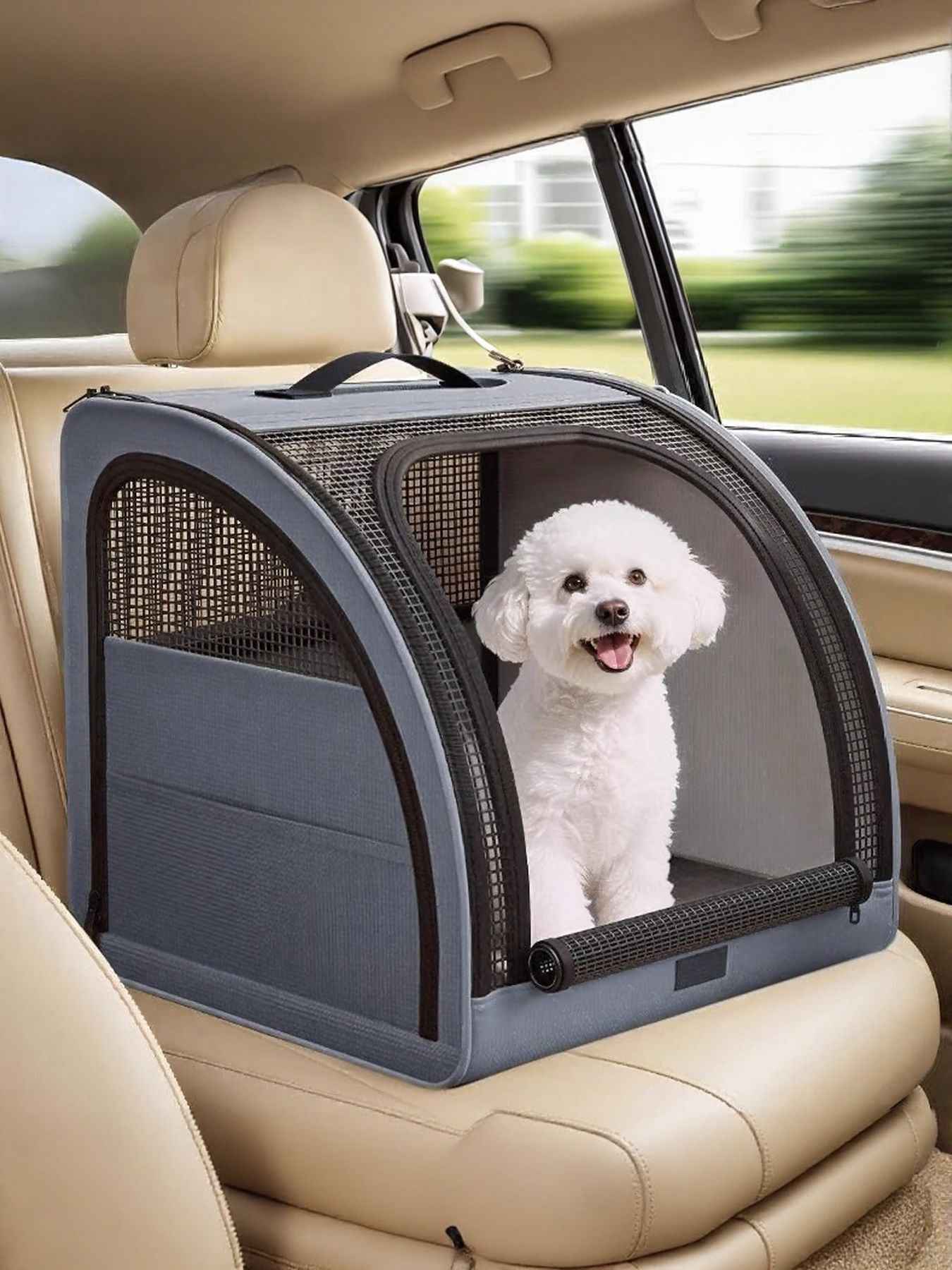 Pet Car Cage Collapsible - Breathable Oxford Travel Crate