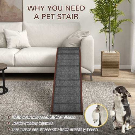PawHut Dog Ramp for Bed - Non-Slip Carpet Pet Ramp