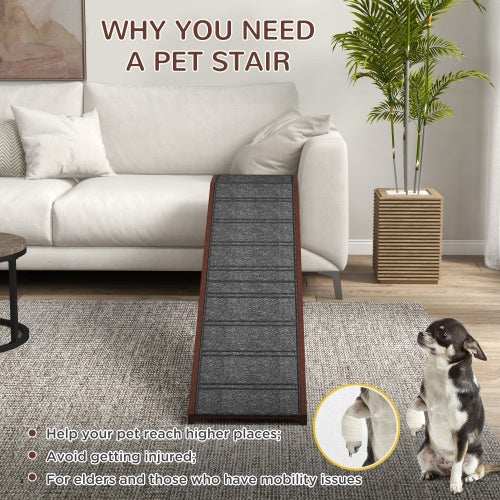PawHut Dog Ramp for Bed - Non-Slip Carpet Pet Ramp