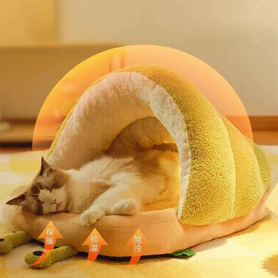 Cozy Pet Nest - Caterpillar Shape Plush Interior