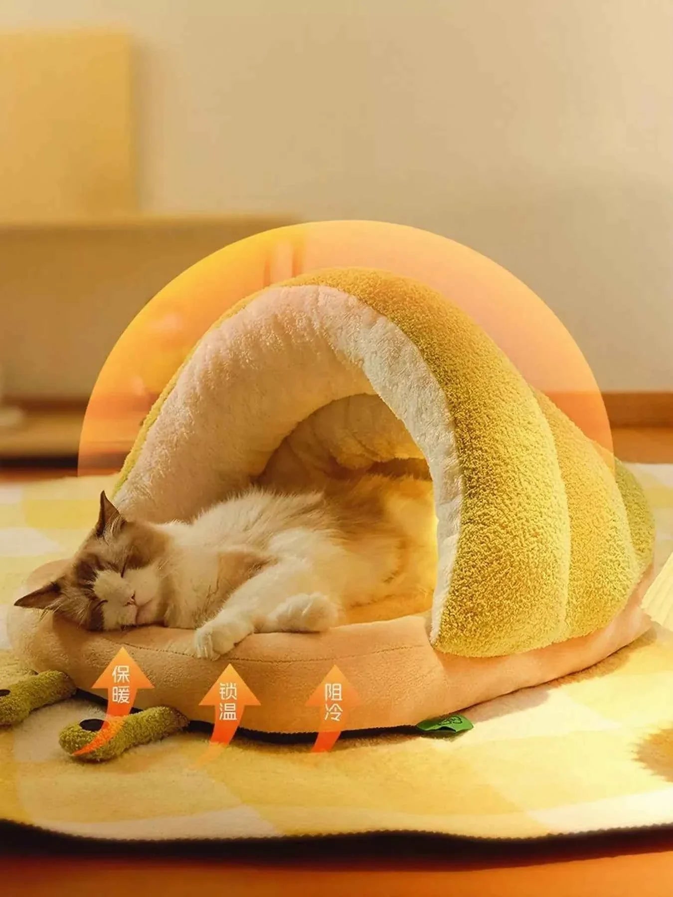Cozy Pet Nest - Caterpillar Shape Plush Interior