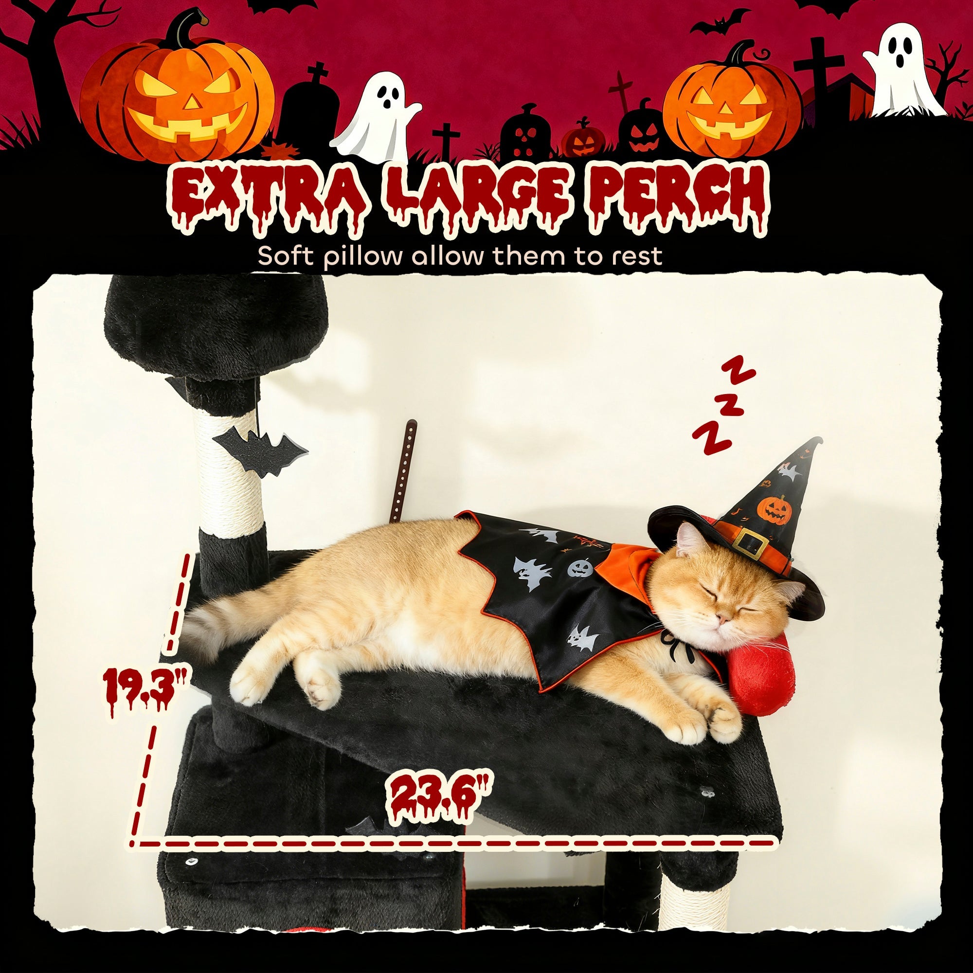 Gothic Cat Tree 78" - Castle Tower with Coffin Bed & Condos