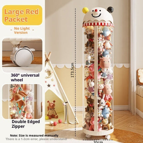 Pet Toy Storage Tower - Clear Cylinder Organizer with LED Lights