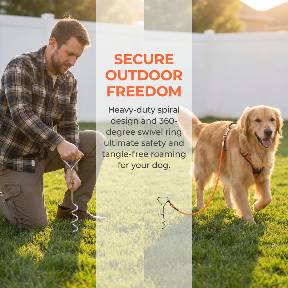 Ground Stake Fixed Dog Leash Allows Your Beloved Dog To Play More Freely