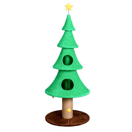 Christmas Tree Cat Tower - 59in Tall with Condos & Scratching Post