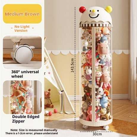 Pet Toy Storage Tower - Clear Cylinder Organizer with LED Lights