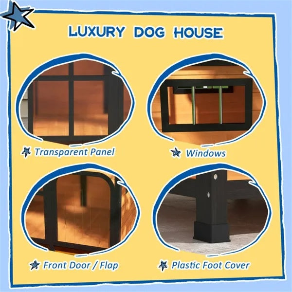 Weatherproof Cabin - Outdoor Wooden Dog House