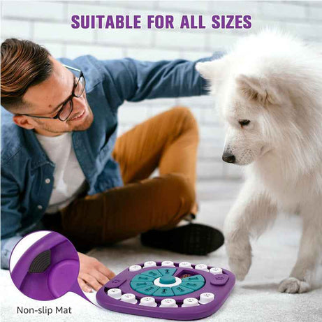 Dog Puzzle Toy - 24 Hole Treat Slider with Squeak Button Enrichment