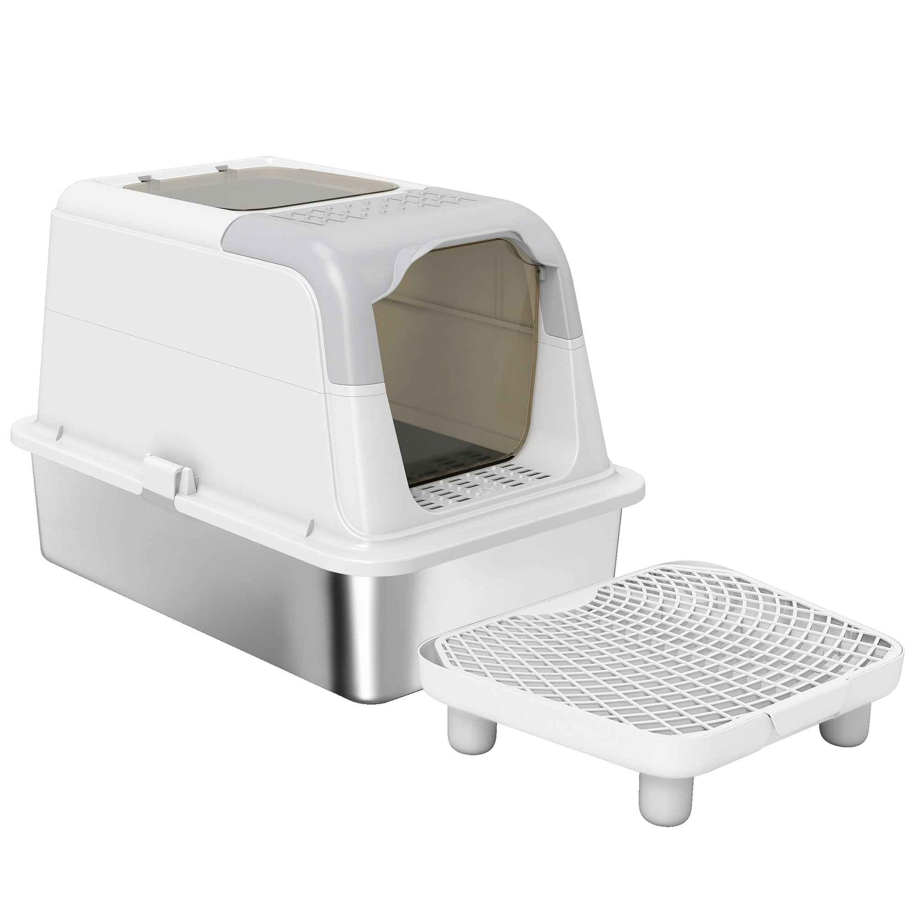 Cat Litter Box Enclosed - Stainless Steel Odor Control