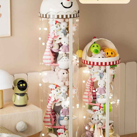 Pet Toy Storage Tower - Clear Cylinder Organizer with LED Lights