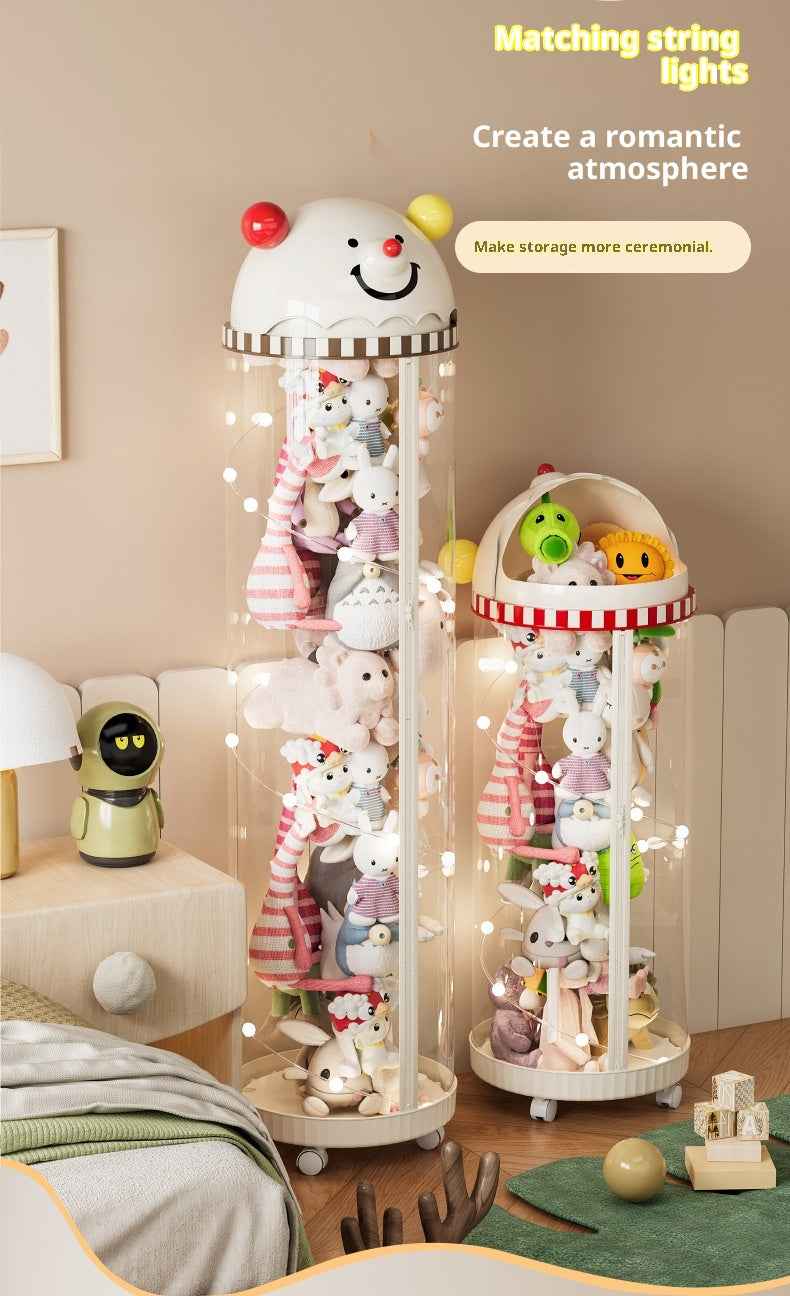 Pet Toy Storage Tower - Clear Cylinder Organizer with LED Lights