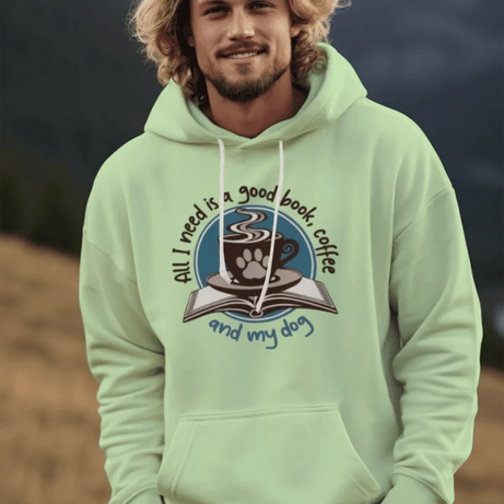 Book Coffee Dog Hoodie Sweatshirt - Bookworm Pet Parent