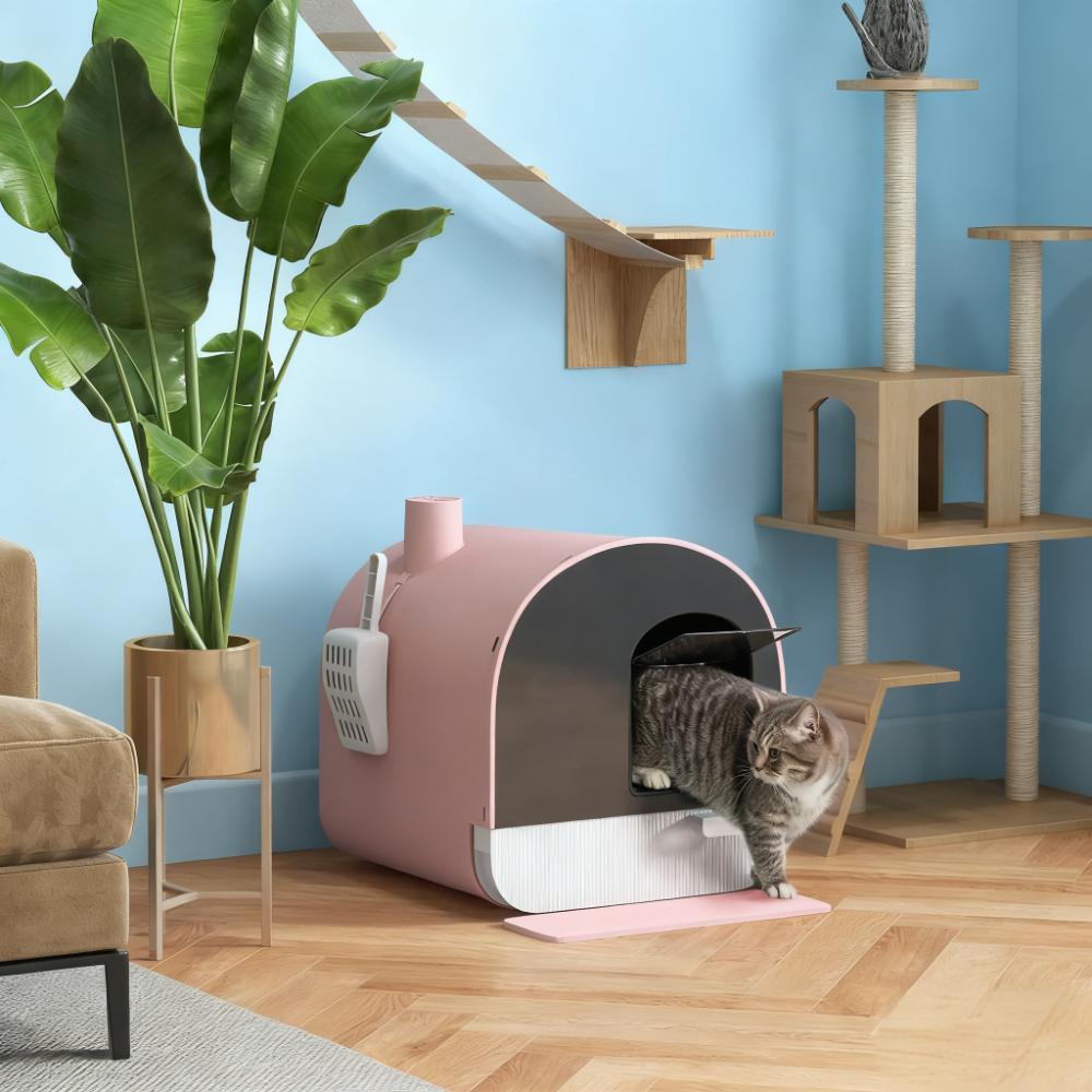 Cat Litter Box With Lid - Scoop Filter Mat Included