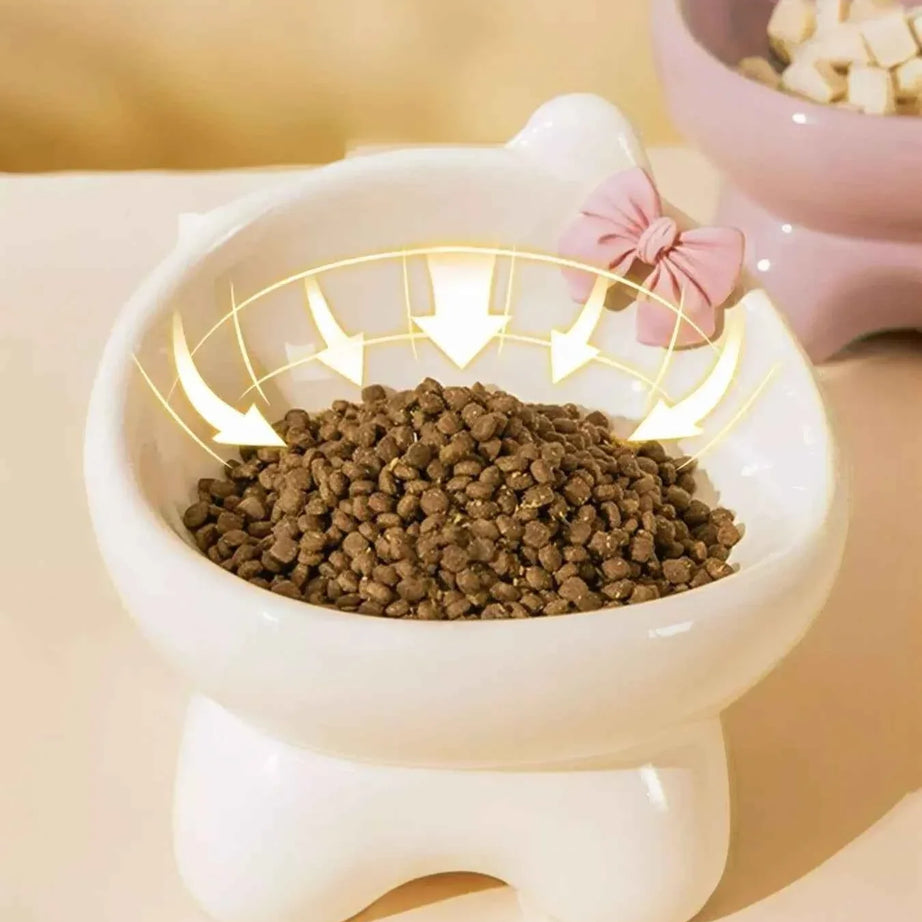 Ceramic Pet Bowl - Elevated with Bowknot