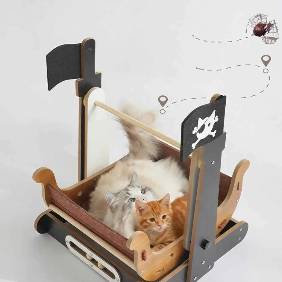 Pirate Ship Style Cat House - Rocking Pet Bed