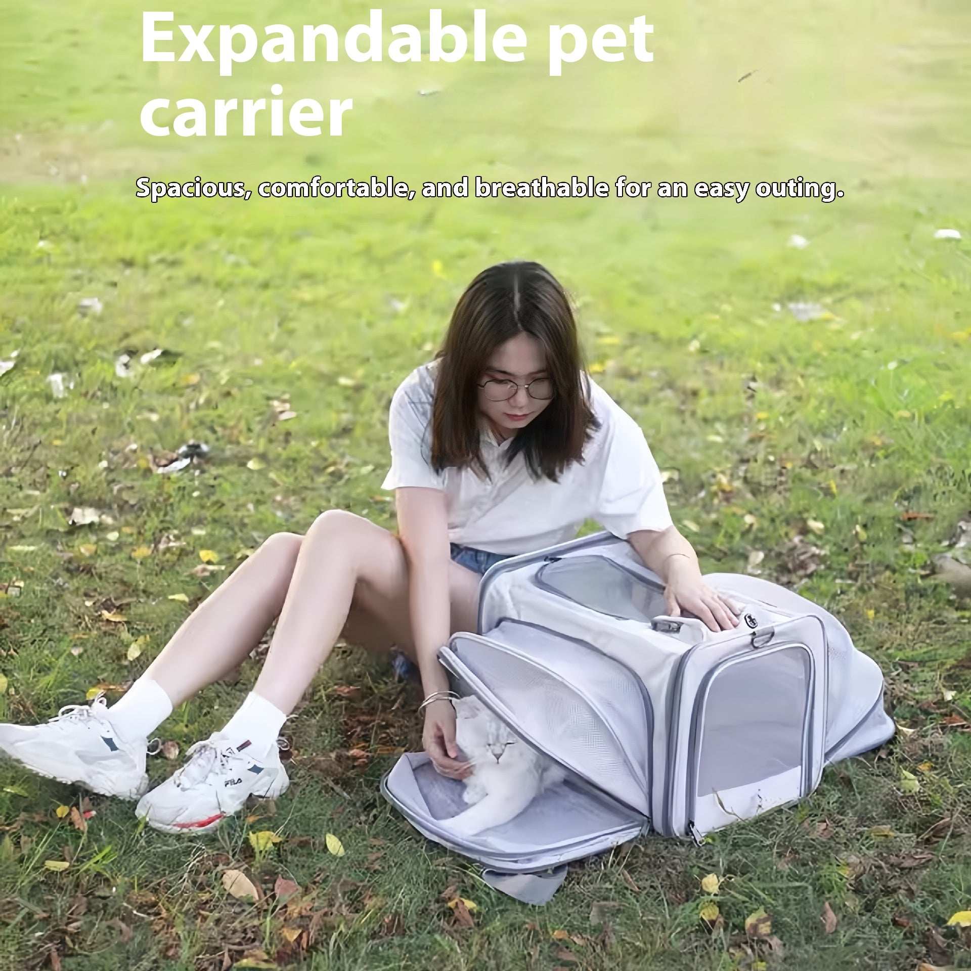 Portable Pet Carrier for Cats and Small Dogs - Breathable Travel Backpack