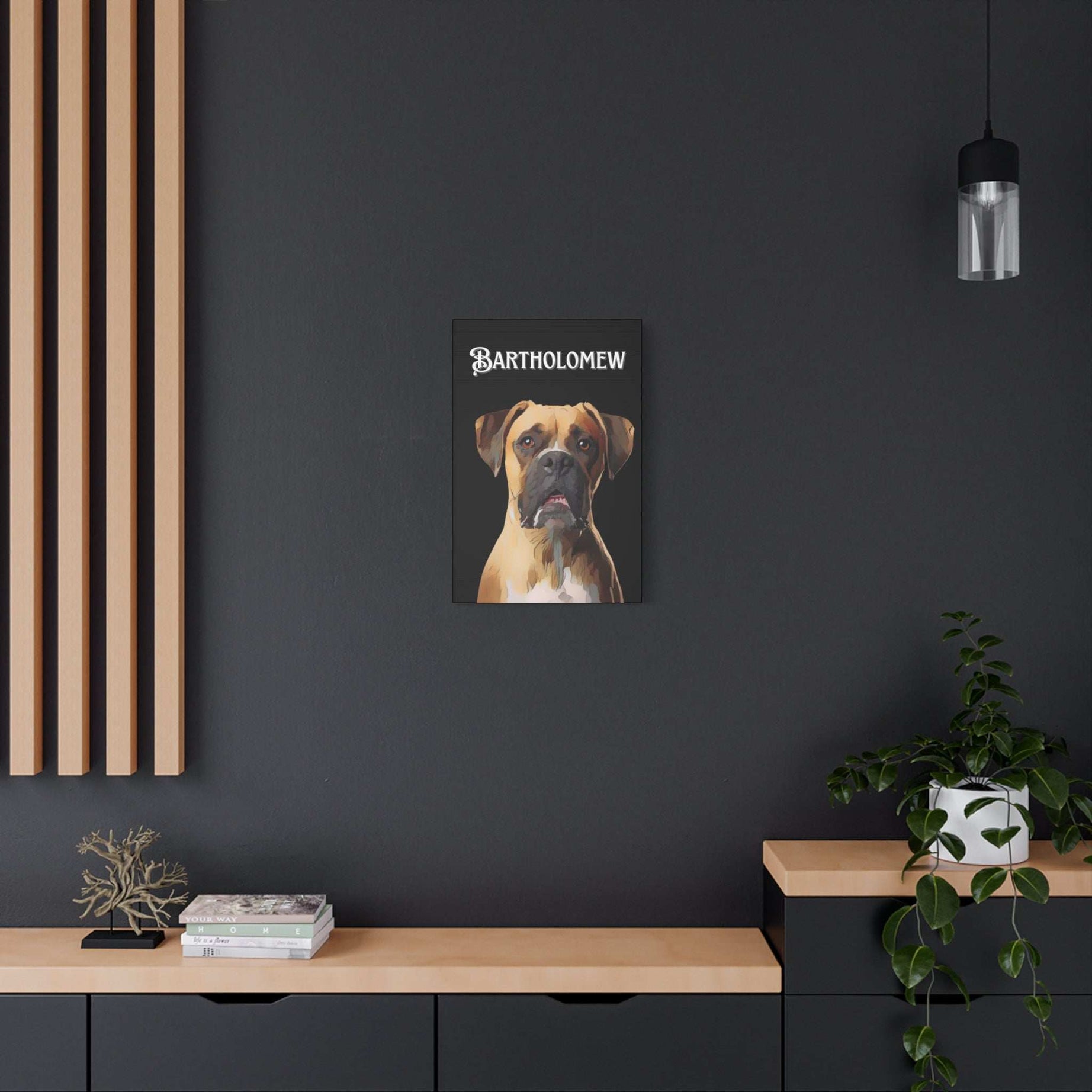 Cartoon Personalized Black Canvas Art - Custom Made Portrait of Your Pet(s)