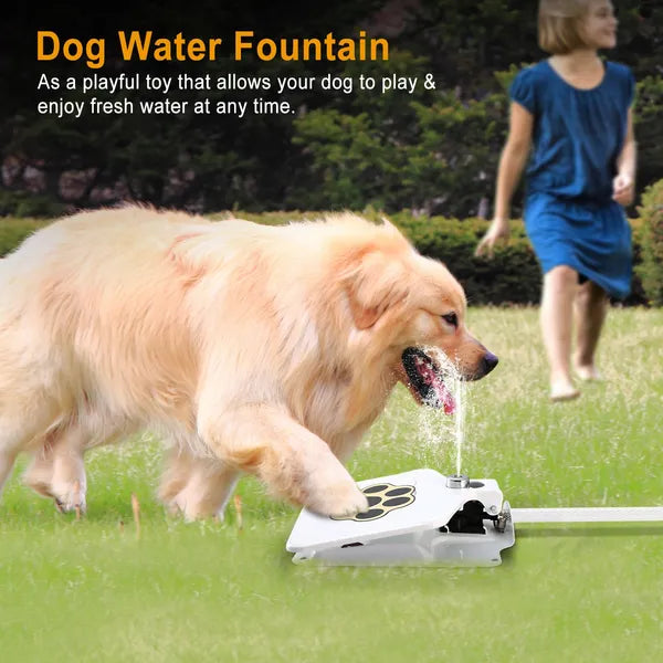 Outdoor Dog Water Fountain Step-On Pedal - Hose Connected
