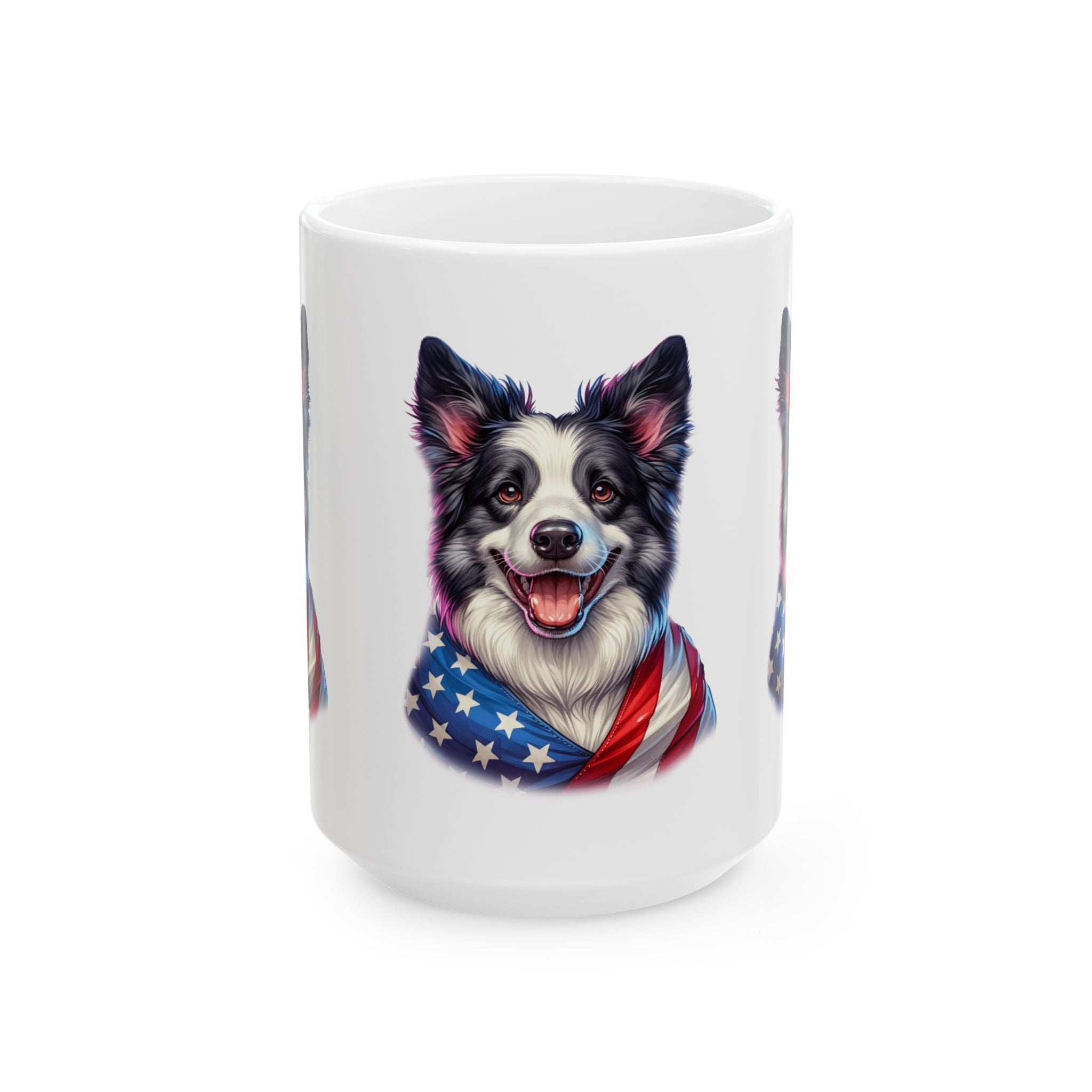 Border Collie Patriotic Dog Ceramic Mug - 11oz & 15oz