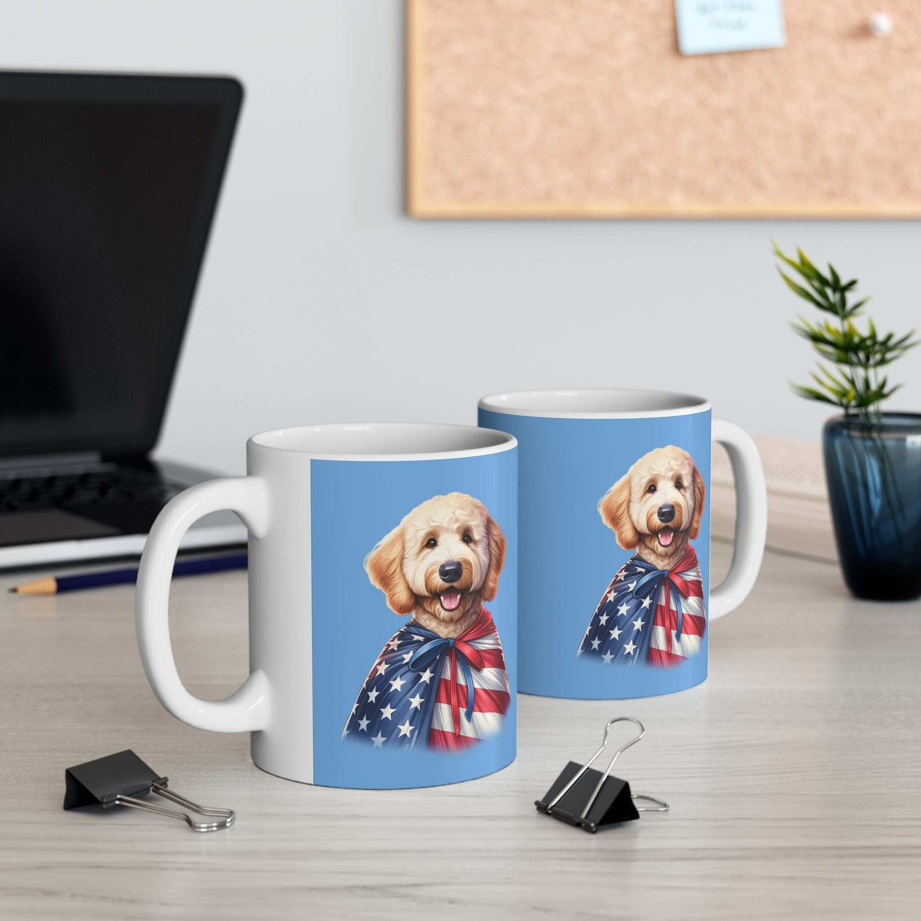 Patriotic Goldendoodle Dog Ceramic Mug - 11oz & 15oz