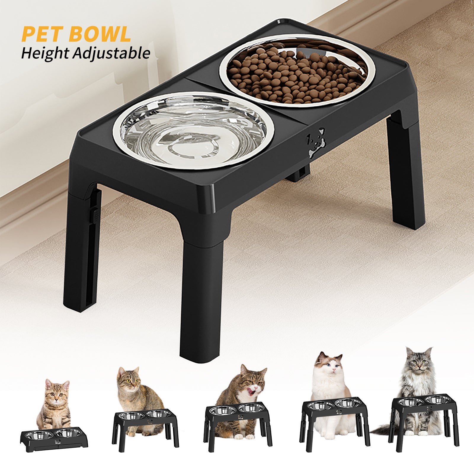Elevated Dog Bowls - Height Adjustable Feeding Station