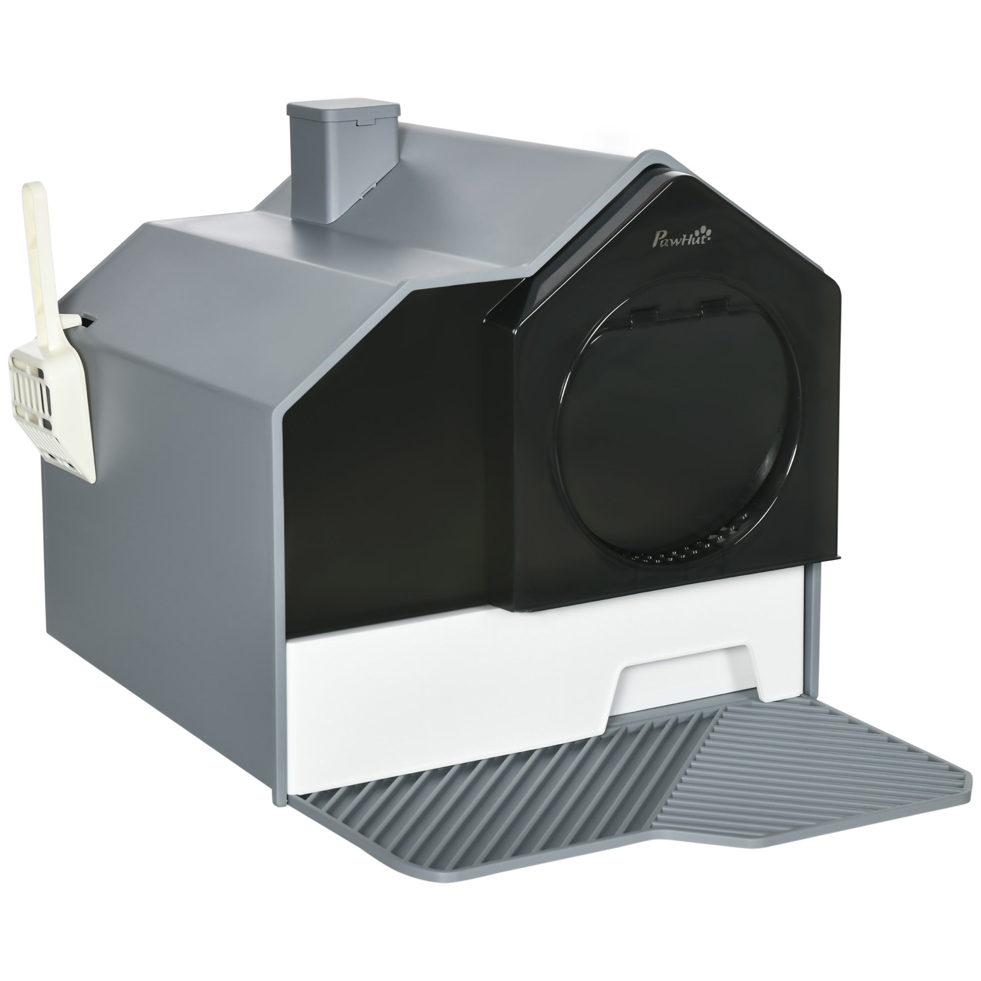 Hooded Cat Litter Box with Drawer & Mat - Odor Control