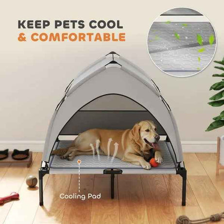 Elevated Dog Bed With Removable Canopy - Portable Outdoor Raised Cot